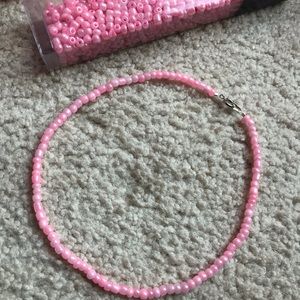 Pink Seed Bead VSCO beaded Choker Necklace